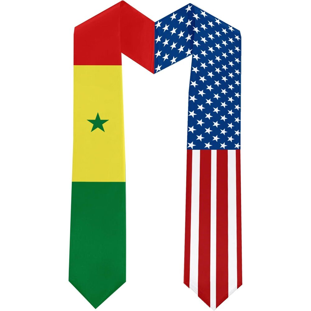 6557 2026 Senegal Flag and USA Flag Graduation Stole Graduation Sash